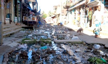 পাহাড়পুর বাজারের রাস্তার বেহাল দশায় জনদুর্ভোগ